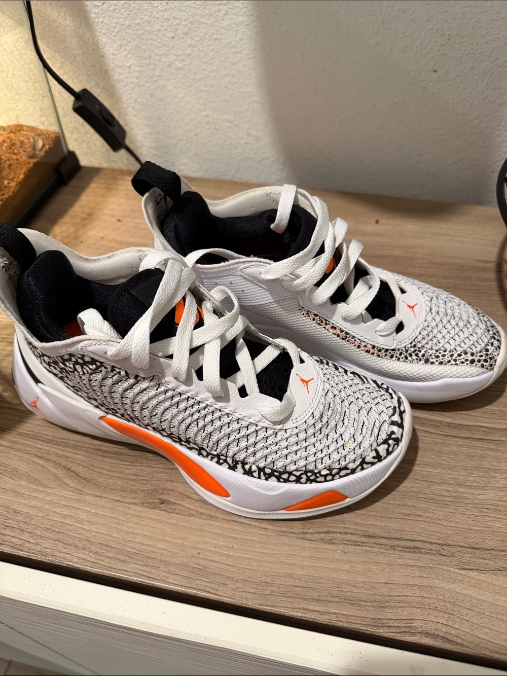 Jordan Kids White, Black & Orange Lightweight Sneakers